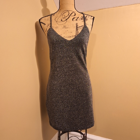 Zara Dresses & Skirts - ⭐️3/$20 Sparkling Silver Zara Mini Stretch Dress Sz Med